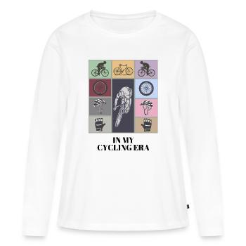 In meiner Radfahrer-Ära lustiges Radfahrer-Shirt - Frauen Premium Bio Langarmshirt - Weiß - Vorne - Julia (174cm)
