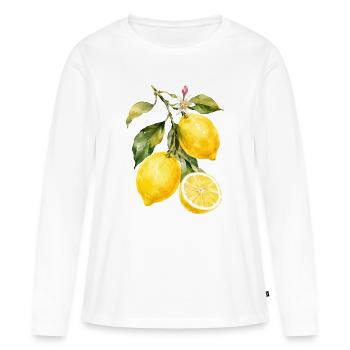 Zitronen Aquarell Motiv - Frauen Premium Bio Langarmshirt - Weiß - Vorne - Julia (174cm)