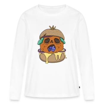 Burger - Fast-food effrayant - T-shirt manches longues Premium bio Femme - blanc - Devant - Julia (174cm)
