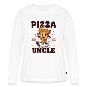 Pizza_uncle_Cadeau_Amateur_de_Pizza - Frauen Premium Bio Langarmshirt - Weiß - Vorne - Julia (174cm)