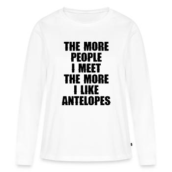 Humour des adages antilopes - T-shirt manches longues Premium bio Femme - blanc - Devant - Julia (174cm)