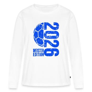 Handball Meister Shirt 2026, Blau, blue Edition - Frauen Premium Bio Langarmshirt - Weiß - Vorne - Julia (174cm)