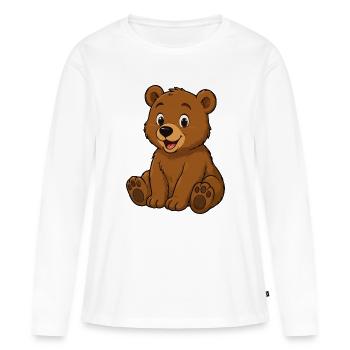 Dessin animé de l’ourson câlin – Ours mignon - T-shirt manches longues Premium bio Femme - blanc - Devant - Julia (174cm)
