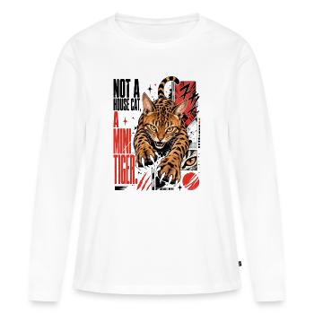 Pas un chat domestique, un petit tigre – Predator Bengal - T-shirt manches longues Premium bio Femme - blanc - Devant - Julia (174cm)