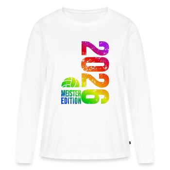 Maillot Volleyball Master 2026, sac arc-en-ciel - T-shirt manches longues Premium bio Femme - blanc - Devant - Julia (174cm)