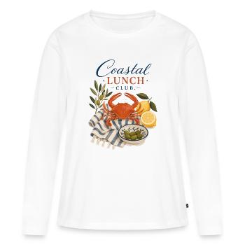 Coastal Lunch Club Krabbe Mediterran - Frauen Premium Bio Langarmshirt - Weiß - Vorne - Julia (174cm)