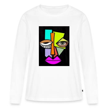 Neon Geometric Face Pop Art - Women's Premium Organic Long Sleeve Shirt - white - Front - Julia (174cm)