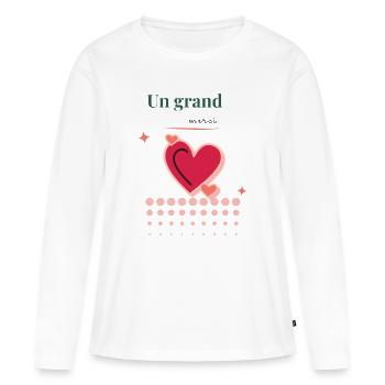 MERCI. MAÎTRESSE. MAÎTRE. MERCI MAÎTRESSE - T-shirt manches longues Premium bio Femme - blanc - Devant - Julia (174cm)