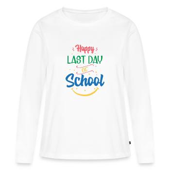Joyeux dernier jour d'école - remise des diplômes - T-shirt manches longues Premium bio Femme - blanc - Devant - Julia (174cm)