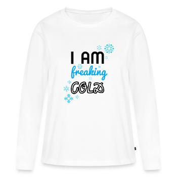 je suis terrifié froid - T-shirt manches longues Premium bio Femme - blanc - Devant - Julia (174cm)