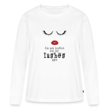 Cils parfaits - T-shirt manches longues Premium bio Femme - blanc - Devant - Julia (174cm)