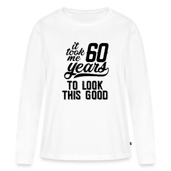60 ans - T-shirt manches longues Premium bio Femme - blanc - Devant - Julia (174cm)