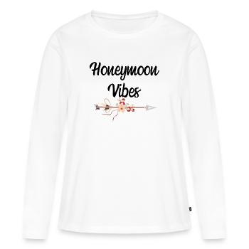 Cadeau de mariage lune de miel vibes lune de miel - T-shirt manches longues Premium bio Femme - blanc - Devant - Julia (174cm)