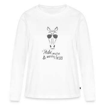 Les chevaux insouciants montent un cadeau vintage - T-shirt manches longues Premium bio Femme - blanc - Devant - Julia (174cm)