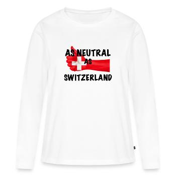 Neutre comme la Suisse - T-shirt manches longues Premium bio Femme - blanc - Devant - Julia (174cm)