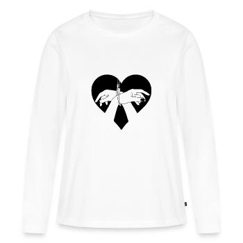 Mains de coeur menottées - T-shirt manches longues Premium bio Femme - blanc - Devant - Julia (174cm)