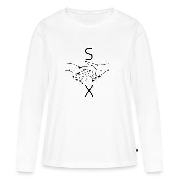 Sex Finger Zeichen - Frauen Premium Bio Langarmshirt - Weiß - Vorne - Julia (174cm)