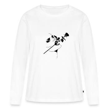 Femme - Rose dans la bouche - T-shirt manches longues Premium bio Femme - blanc - Devant - Julia (174cm)
