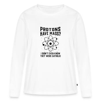 Les protons ont une masse - T-shirt manches longues Premium bio Femme - blanc - Devant - Julia (174cm)
