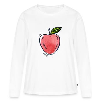Apfel Obst Frucht Apple Fruit - Frauen Premium Bio Langarmshirt - Weiß - Vorne - Julia (174cm)