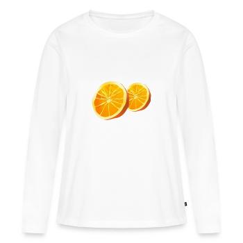 Fruit de fruits orange Fruit 2 - T-shirt manches longues Premium bio Femme - blanc - Devant - Julia (174cm)