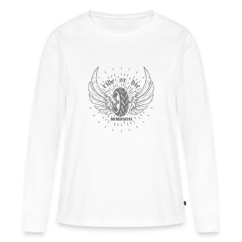 Monter ou mourir - T-shirt manches longues Premium bio Femme - blanc - Devant - Julia (174cm)