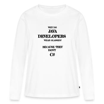 java developers joke Java Developer - T-shirt manches longues Premium bio Femme - blanc - Devant - Julia (174cm)