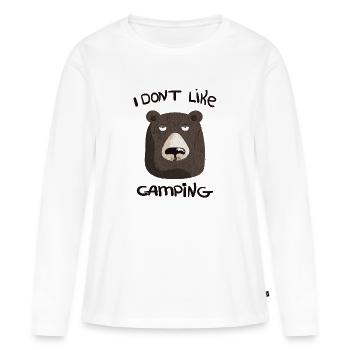 Je n'aime pas le camping! Cadeau animal ours - T-shirt manches longues Premium bio Femme - blanc - Devant - Julia (174cm)