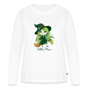 T-Shirt Halloween - Sorcière - Sorcières - T-shirt de sorcières - T-shirt manches longues Premium bio Femme - blanc - Devant - Julia (174cm)