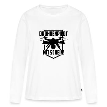 Drohnen Pilot mit Schein Quadrocpoter Geschenk - Frauen Premium Bio Langarmshirt - Weiß - Vorne - Julia (174cm)