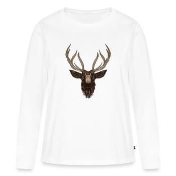 Hirsch Geweih - Frauen Premium Bio Langarmshirt - Weiß - Vorne - Julia (174cm)