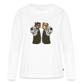 Chien de la mafia Lion - T-shirt manches longues Premium bio Femme - blanc - Devant - Julia (174cm)