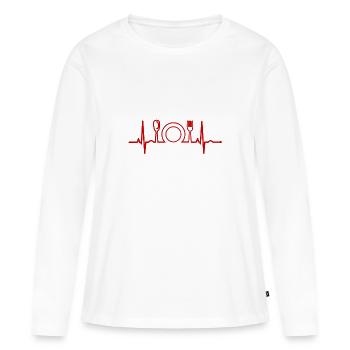 Restaurant - T-shirt manches longues Premium bio Femme - blanc - Devant - Julia (174cm)