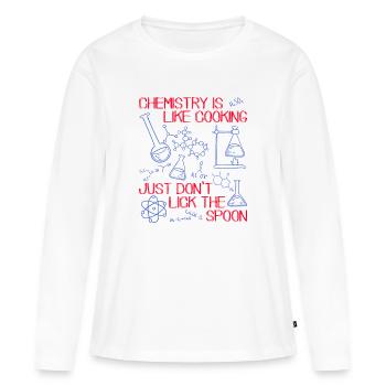 LA CHIMIE EST COMME LA CUISSON - T-shirt manches longues Premium bio Femme - blanc - Devant - Julia (174cm)