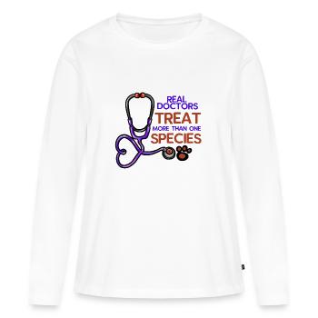 vétérinaire vétérinaire stéthoscope vétérinaire patte - T-shirt manches longues Premium bio Femme - blanc - Devant - Julia (174cm)