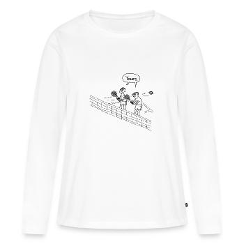 Chemise drôle pour cadeau joueur double tennis - T-shirt manches longues Premium bio Femme - blanc - Devant - Julia (174cm)