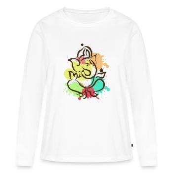 Ganesha - Frauen Premium Bio Langarmshirt - Weiß - Vorne - Julia (174cm)