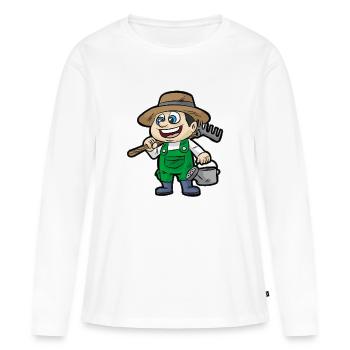 Gärtner Flortist Garten Gießkanne Rechen Geschenk - Frauen Premium Bio Langarmshirt - Weiß - Vorne - Julia (174cm)