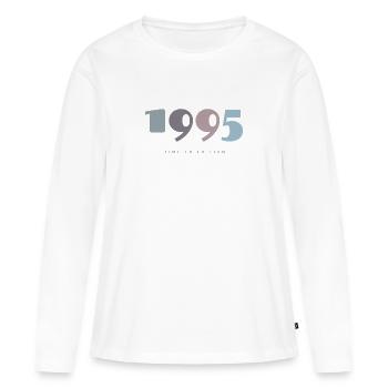 1995 Retro Year Design - Born 1995 Birthday Gift - Women's Premium Organic Long Sleeve Shirt - white - Front - Julia (174cm)