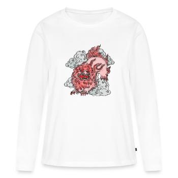 Chien Fu - T-shirt manches longues Premium bio Femme - blanc - Devant - Julia (174cm)