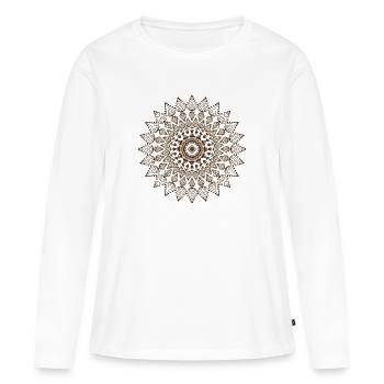 Mandala brown - Women's Premium Organic Long Sleeve Shirt - white - Front - Julia (174cm)