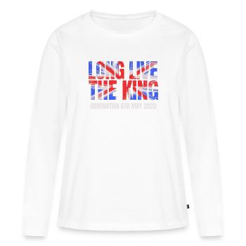 Couronnement du roi britannique Charles Angleterre Drapeau - T-shirt manches longues Premium bio Femme - blanc - Devant - Julia (174cm)