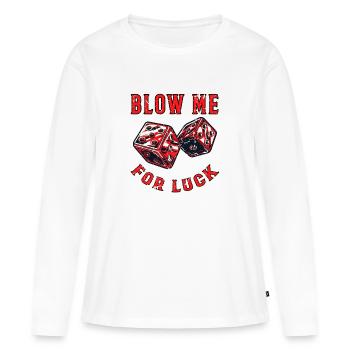 Gambling Dice Soufflez-moi pour les dés de chance - T-shirt manches longues Premium bio Femme - blanc - Devant - Julia (174cm)