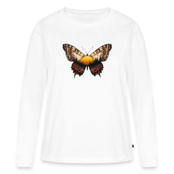 Schmetterling Sonnenuntergang - Frauen Premium Bio Langarmshirt - Weiß - Vorne - Julia (174cm)