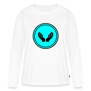 Icône d’icône de mains - T-shirt manches longues Premium bio Femme - blanc - Devant - Julia (174cm)