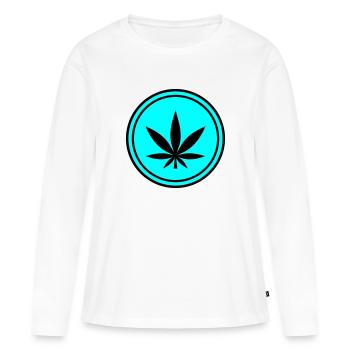 Hanf Blatt Icon - Frauen Premium Bio Langarmshirt - Weiß - Vorne - Julia (174cm)
