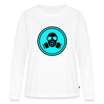 Symbole du masque à gaz - T-shirt manches longues Premium bio Femme - blanc - Devant - Julia (174cm)