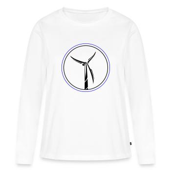 Symbole de l’énergie éolienne Éolienne - T-shirt manches longues Premium bio Femme - blanc - Devant - Julia (174cm)