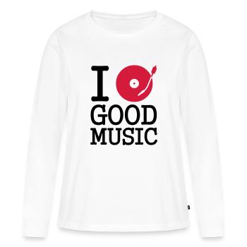 i dj / play / listen to - T-shirt manches longues Premium bio Femme - blanc - Devant - Julia (174cm)