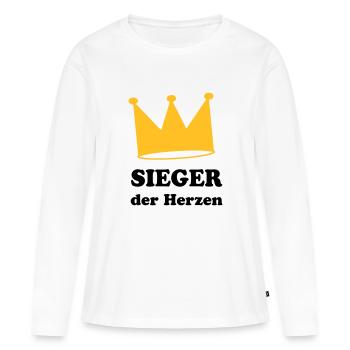 Vainqueur du cœur - T-shirt manches longues Premium bio Femme - blanc - Devant - Julia (174cm)